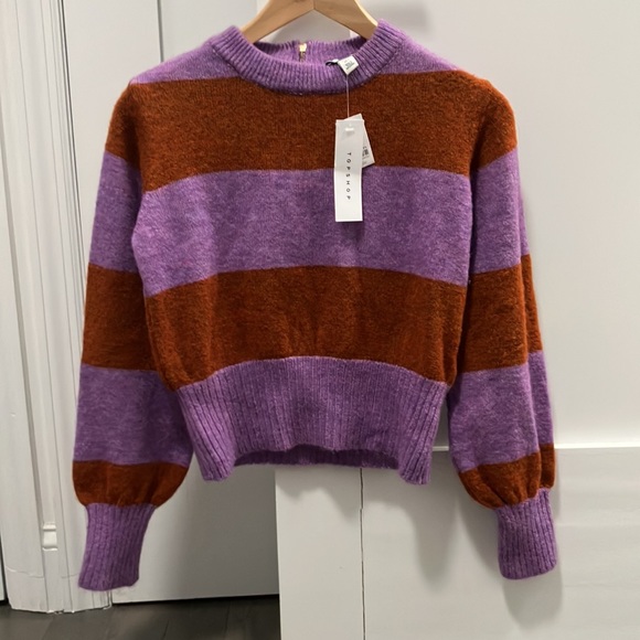 NWT Topshop Striped Cropped Sweater Size 2 - Picture 2 of 8